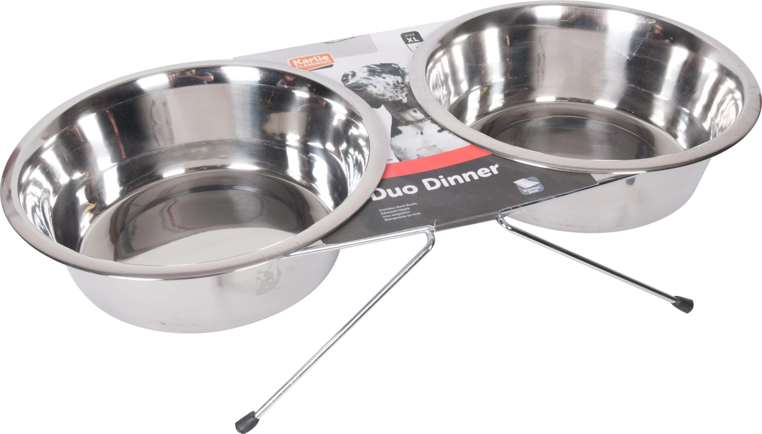 Flamingo Gamelle Pour La Nourriture Et L'eau Set + Support Arjun Inox 25cm 2500ml 4 Flamingo Gamelle Pour La Nourriture Et L'eau Set + Support Arjun Inox 25cm 2500ml – Image 2